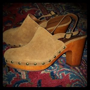 Lucky Brand Studded Suede Slingback Clogs sz12